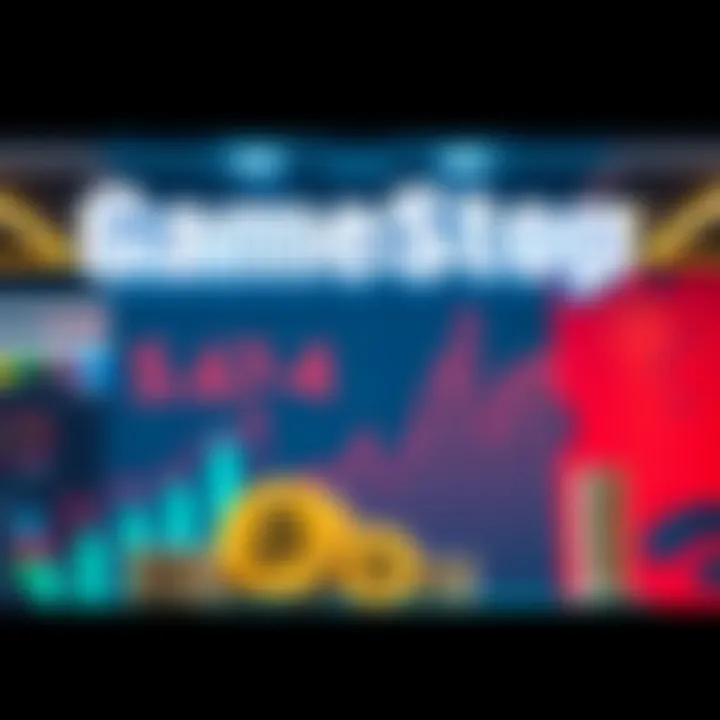 GameStop Bitcoin Strategy GameStop logo with Bitcoin icons and financial graphs showing stability and growth