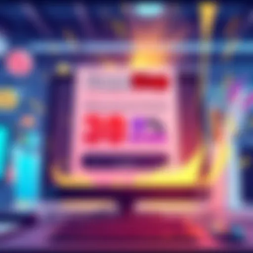 Illustration of a cheerful GameStop email on a computer screen featuring a 30% discount on drinkware, with vibrant colors and excitement.
