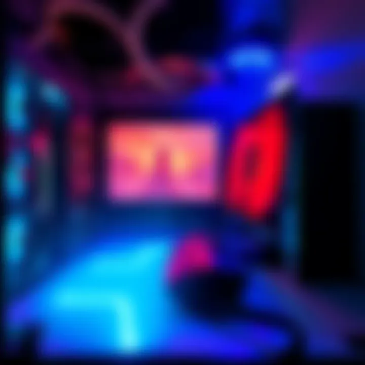 A powerful gaming rig set up for solo cryptocurrency mining, showing multiple graphics cards and a glowing monitor during idle time.