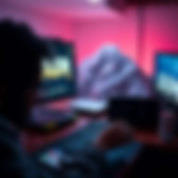 A person playing Doom on a computer with a cold wallet next to the keyboard, illustrating the blend of gaming and cryptocurrency.