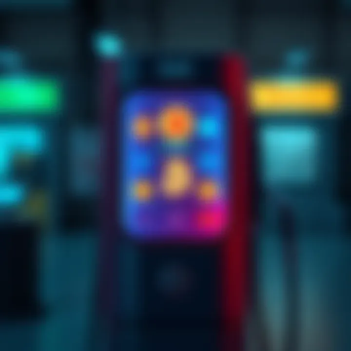 A gas pump displaying various cryptocurrency logos, symbolizing the connection between gas and crypto transactions.