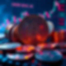 A visual representation of GDOR crypto with coins and charts highlighting market trends, symbolizing investment opportunities and risks in cryptocurrency.
