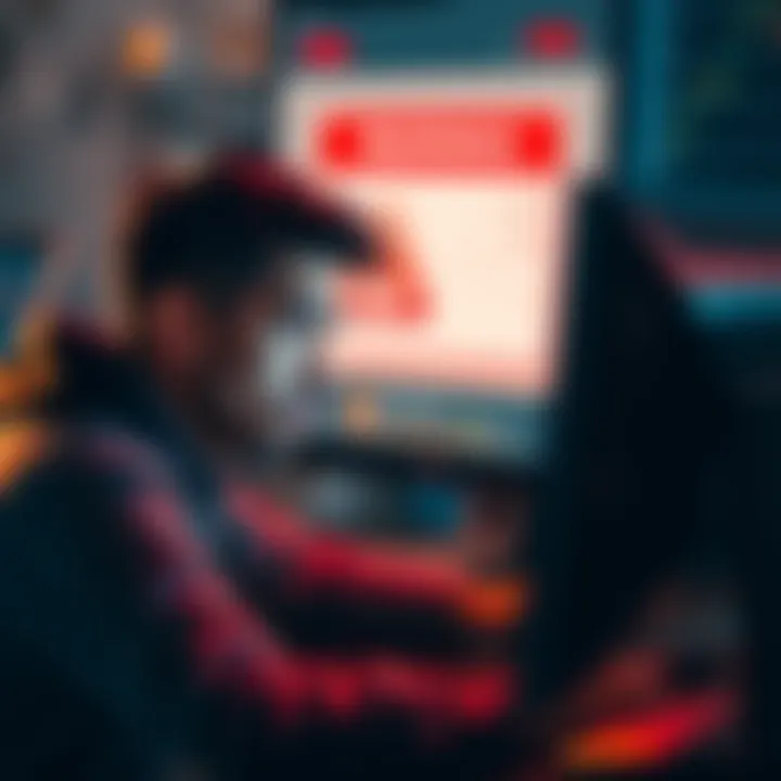 A frustrated user looking at a computer screen showing a security hold on their cryptocurrency account with a worried expression.