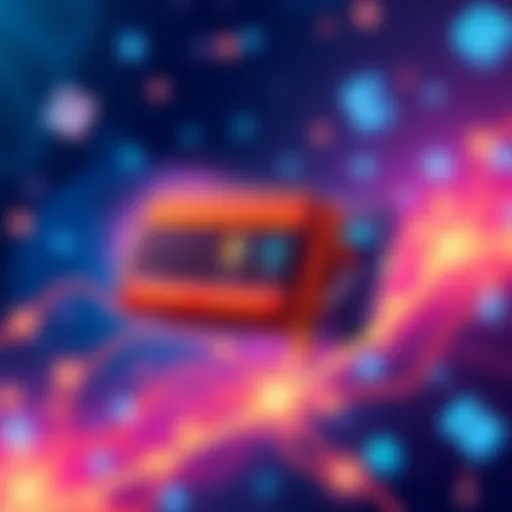 A digital representation of the Gemini Wallet showcasing its features like gas sponsorship and social recovery, with a vibrant background illustrating the DeFi ecosystem.