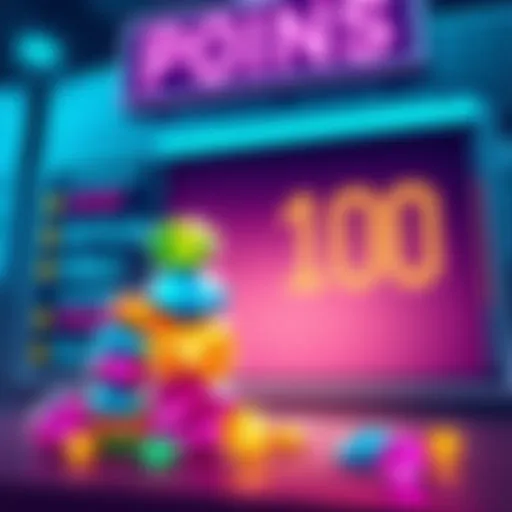 Illustration showing 10 gems stacked next to a scoreboard displaying 100 points, representing the discussion on gem rewards in user boards.