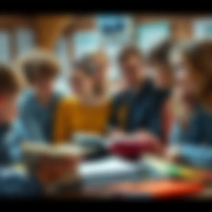 German students struggling with reading Group of diverse students looking frustrated with books and math materials