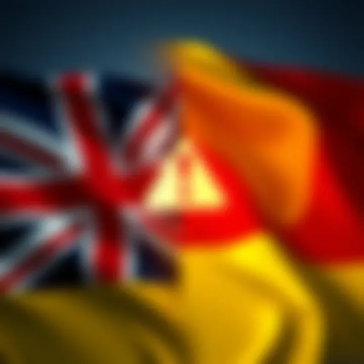 Germany and UK flags with a warning symbol against Changelly scams