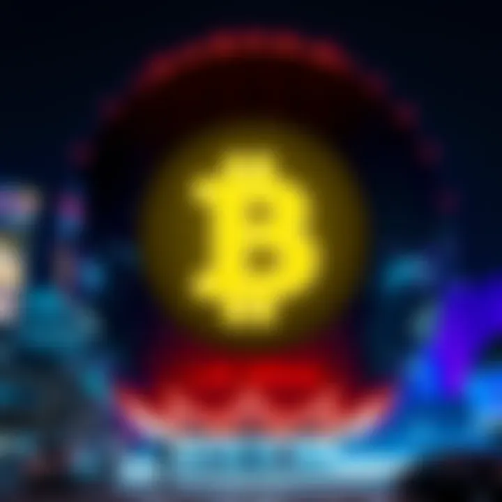 A large Bitcoin logo glowing brightly on the Las Vegas Sphere, showcasing a mix of technology and entertainment.