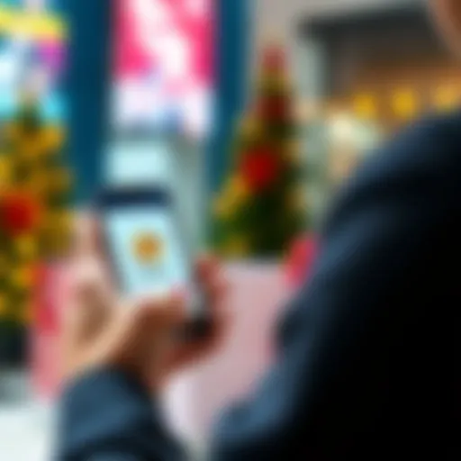 A person using a smartphone to purchase a gift card with Bitcoin, showing a digital wallet app on the screen