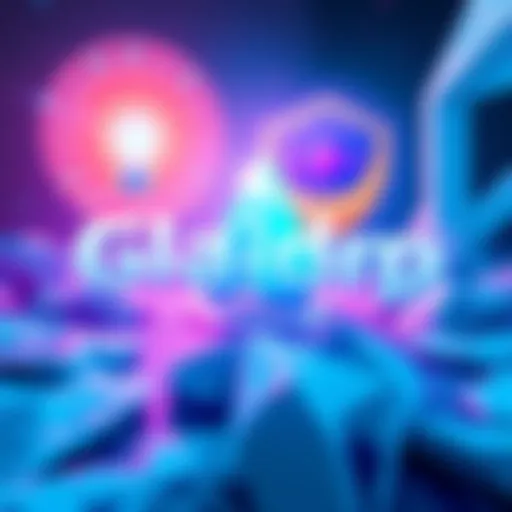 A digital graphic showcasing the Glacier airdrop with vibrant colors and symbols representing rewards and participation