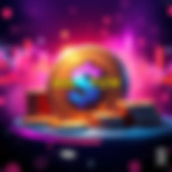 $GLITCH Token Reward Concept Visual representation of the $GLITCH token symbol with coins and the Solana logo, showing rewards being distributed to holders