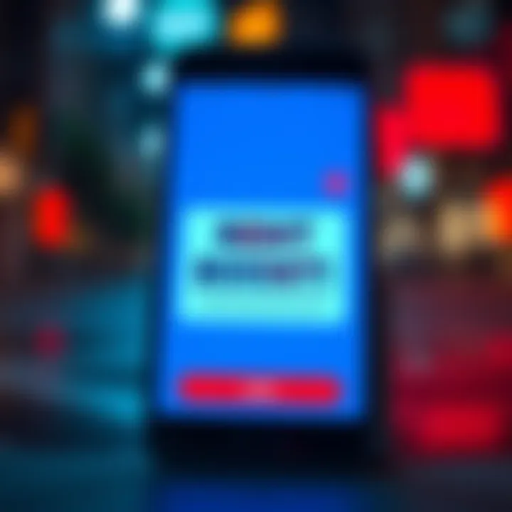A smartphone screen showing a glitchy notification about a rent boost ad ending unexpectedly