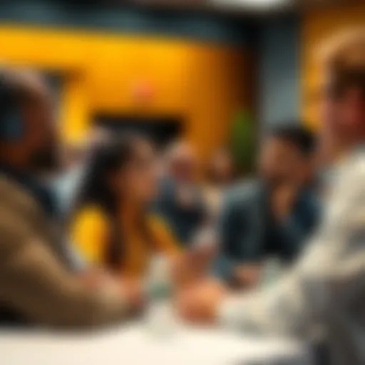 A diverse group of people discussing global adoption and utility trends at a conference