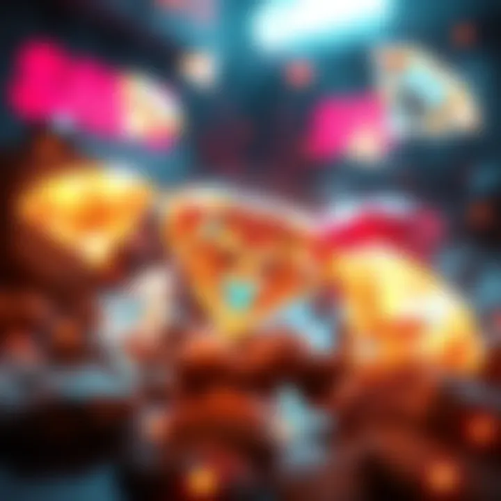 Bright diamonds with a glowing effect, making them stand out in a gaming environment