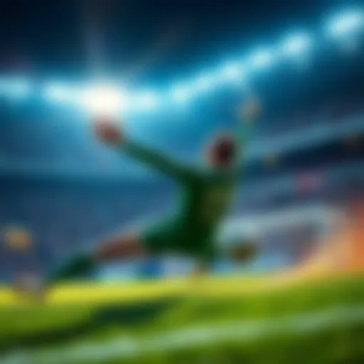 A goalkeeper dives to save a soccer shot during a match