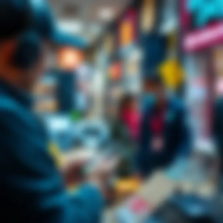 GoBTC Pay Processing Bitcoin Transactions A merchant using GoBTC Pay to process a Bitcoin transaction on a smartphone while a customer makes a purchase.