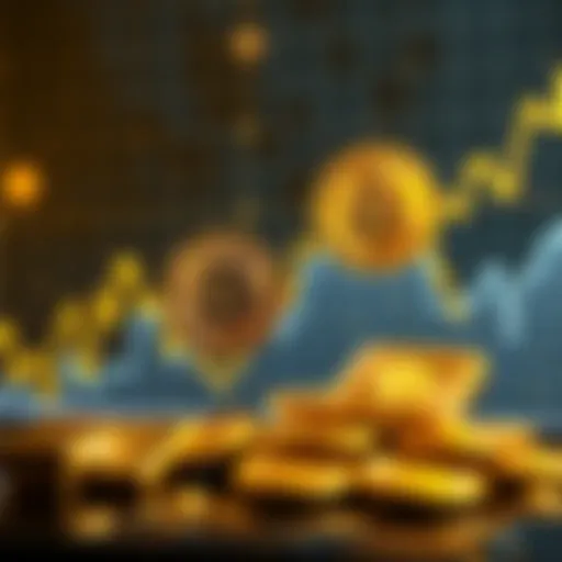 Graph showing declining gold prices alongside rising Bitcoin value