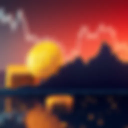 A graph showing the decline of gold prices alongside a rise in Bitcoin values, symbolizing market changes in 2026.