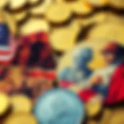 A collage showing significant US events like slavery, the Gilded Age, and the Great Depression, with gold coins in the background.