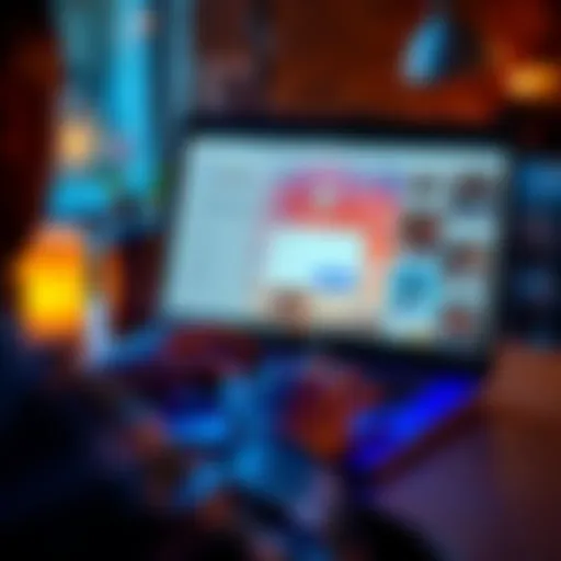 A person using a laptop to recover a Google account, showing a login page and photos on the screen.