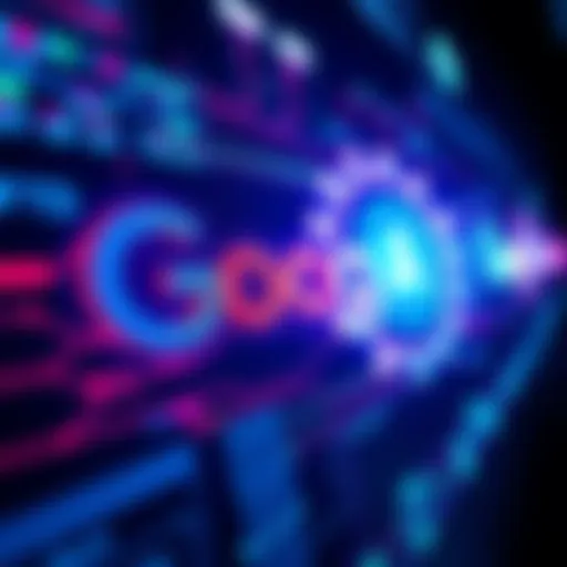 Google logo alongside an HBAR-powered AI startup logo with digital elements