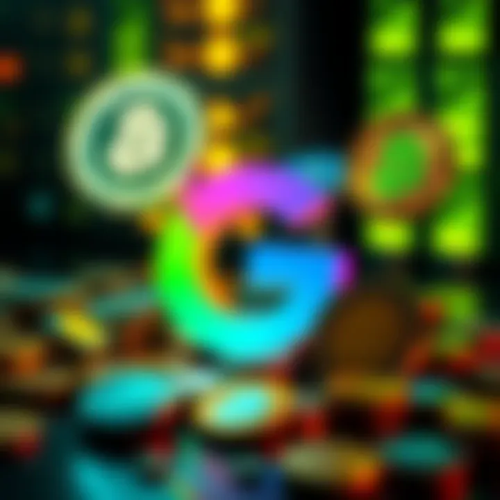 Google logo displayed alongside various cryptocurrency symbols to represent its new investment in Cipher Mining for AI and crypto integration