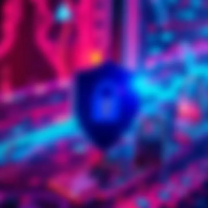 A representation of secure digital communication with a shield symbol and a lock, highlighting the shift to post-quantum cryptography.