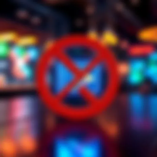 A graphic showing a digital wallet icon with a prohibition symbol over it, representing the ban on unlicensed wallets by Google Play Store.