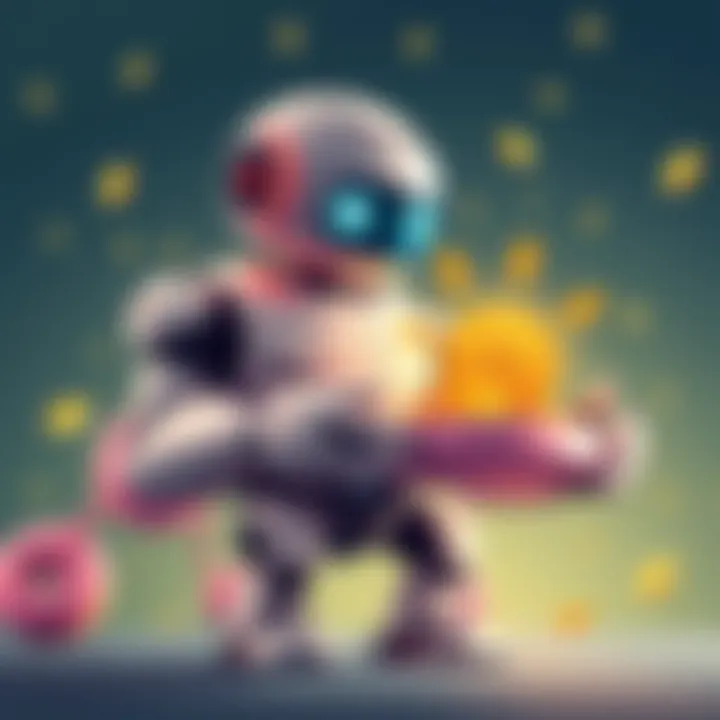 Illustration of a donut-shaped robot distributing rewards, symbolizing the upgrade of the donut-bot-distribution system funded by a grant.