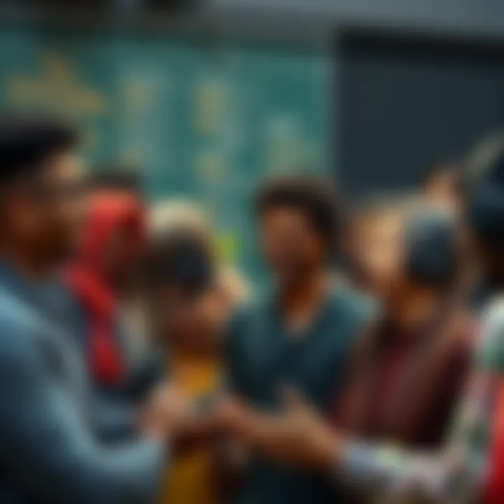 A group of diverse people sharing their experiences and expressing thanks within the cryptocurrency community