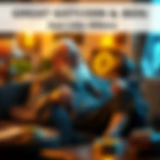 An elderly man sitting in a cozy living room talking about Bitcoin while holding a traditional coin, symbolizing his skepticism towards digital currency.