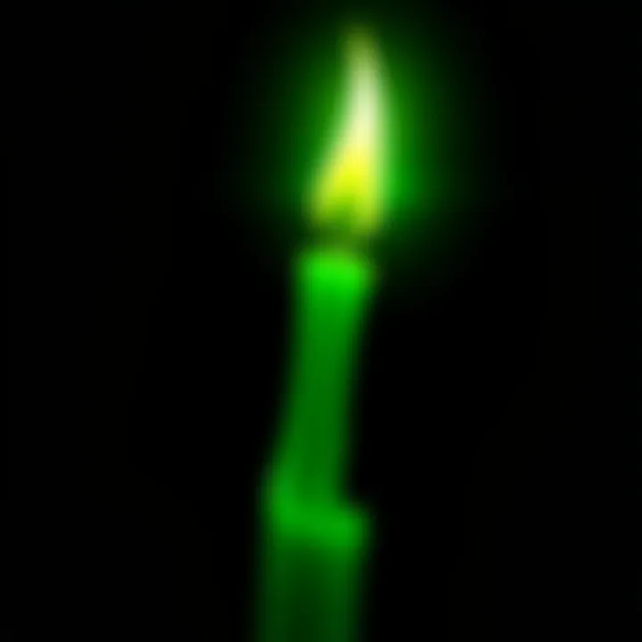 A vibrant green candle glowing in the dark, symbolizing market leadership for June.