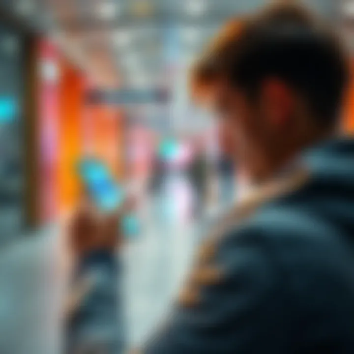 A person texting 'GM' on a smartphone in a casual setting, symbolizing digital communication.