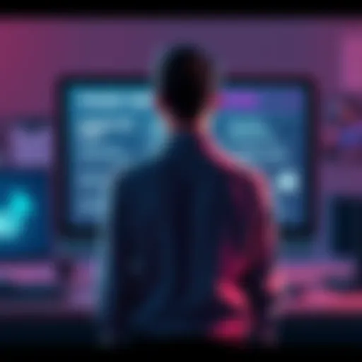 Greg standing with a determined look, facing a computer screen displaying misleading information about the Dogecoin CEO and TikTok detective.