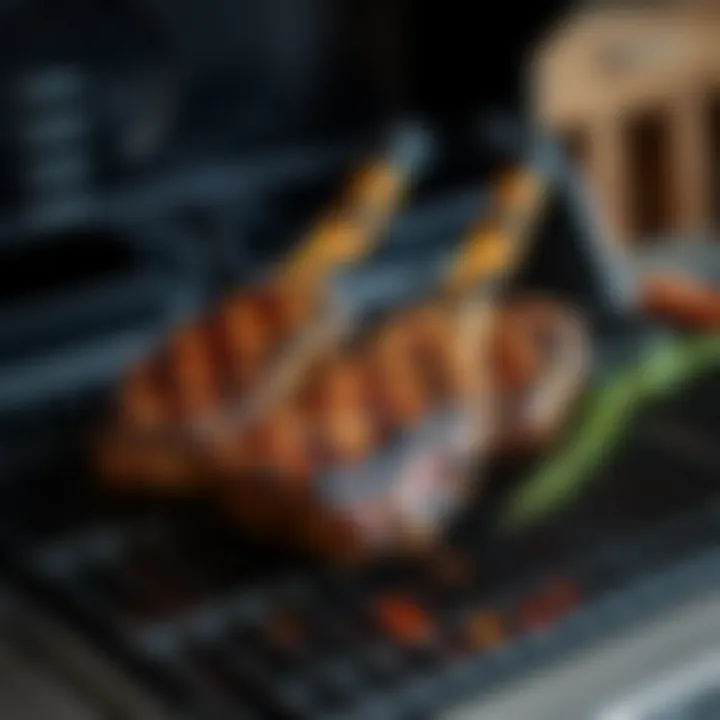 Two perfectly grilled tomahawk steaks on a Ninja Woodfire BBQ, showcasing a rich, smoky flavor and juicy texture.