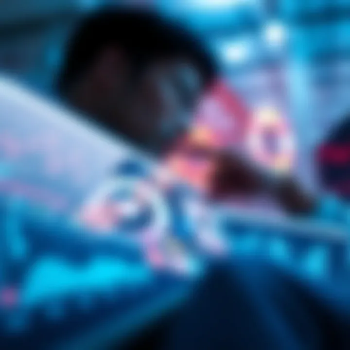 A person analyzing data on a digital interface with graphs and charts, symbolizing the future of understanding insights.