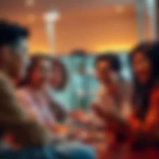 A group of people enjoying a shared moment, smiling and interacting in an online chat setting.