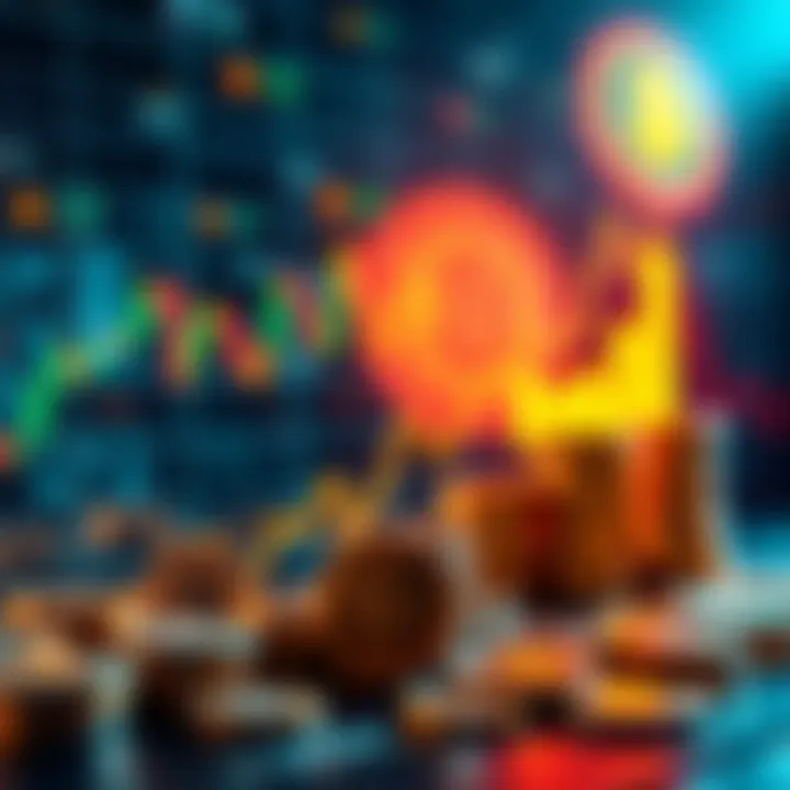 Chart showing rising trends in altcoin investments with coins and symbols in the background