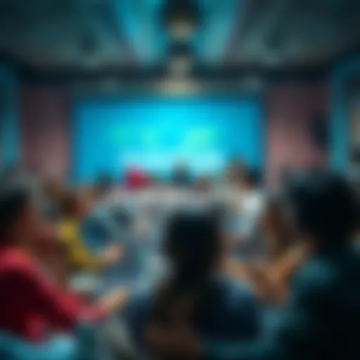 A diverse group of people engaging in a lively online discussion about various topics on a forum platform