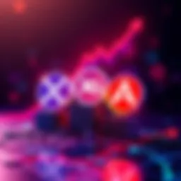 Visual representation of XRP, XLM, and AMP logos with upward trend arrows symbolizing growth