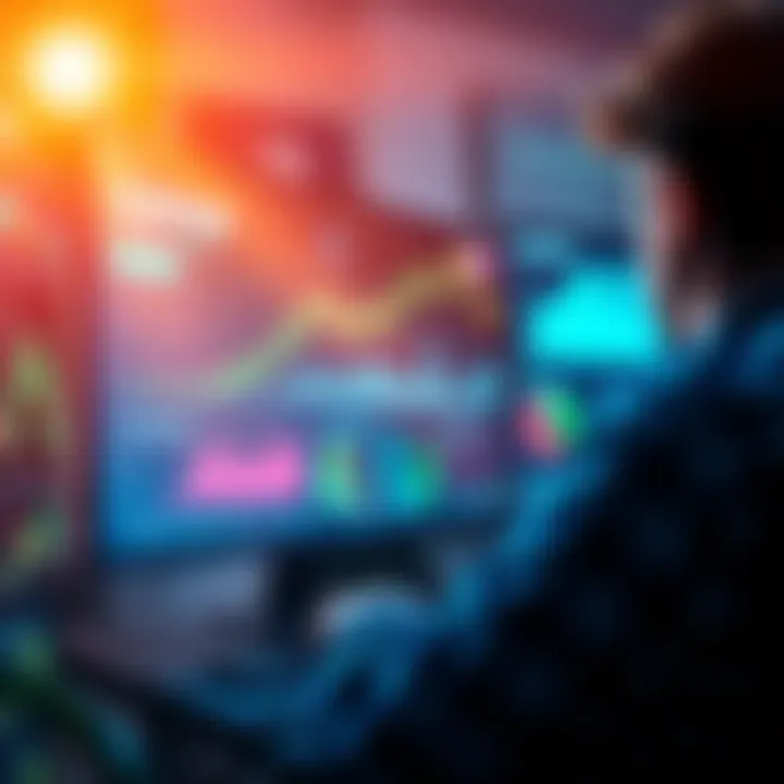 A person viewing financial charts and graphs on a computer screen, symbolizing investment strategies in Cosmos.