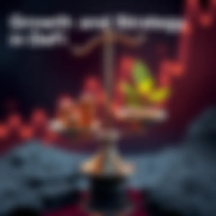 Growth and Strategy in DeFi A graphic showing a balance scale with coins on one side and a green plant on the other, representing sustainability in DeFi