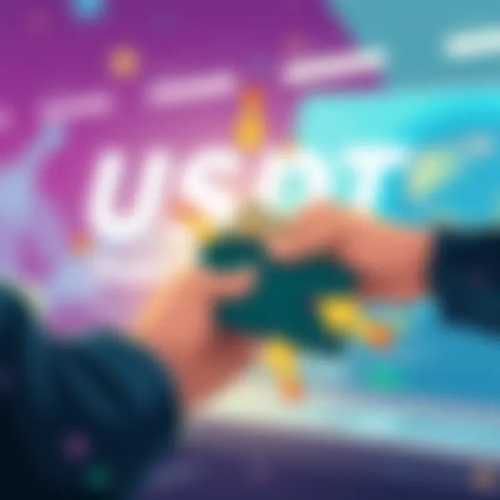 Guide to USDT Deposits An illustration showing a person using a digital wallet to deposit USDT with arrows indicating deposits and withdrawals