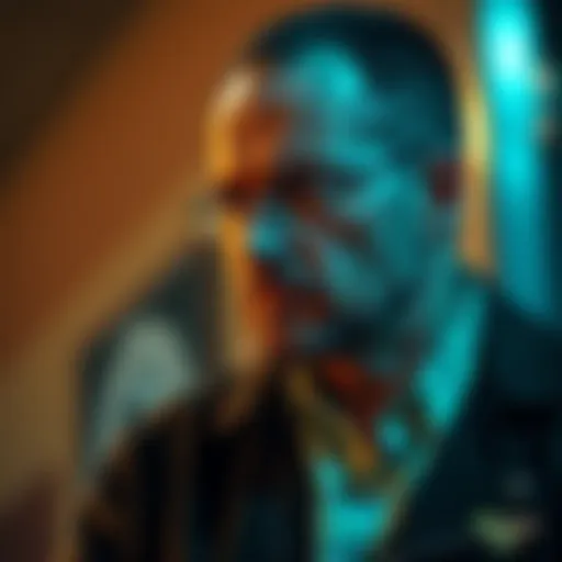 Gus Fring looking pensive while assessing his surroundings in Breaking Bad