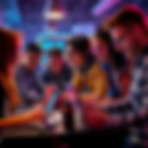 A diverse group of people working together at a hackathon, coding on laptops and brainstorming ideas