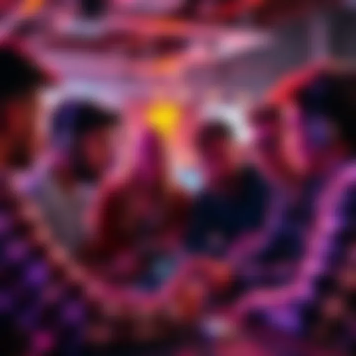 A diverse group of people brainstorming ideas at a hackathon, focused on teamwork and technology innovation.