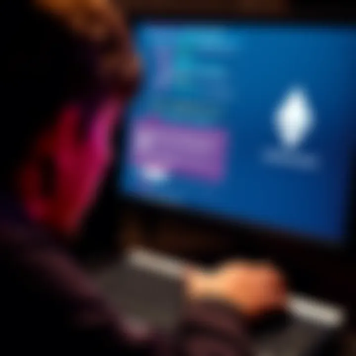 A distressed person looking at a computer screen showing a warning about a hacked Ethereum account