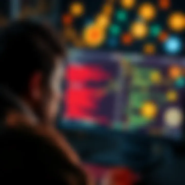 A person looking upset while staring at a computer screen displaying a hacked cryptocurrency wallet, surrounded by digital currency icons.