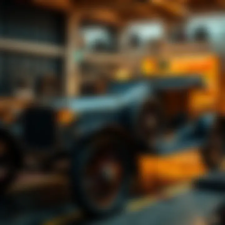 A vintage Model T car being worked on with modern tools, showcasing innovative hacking techniques.