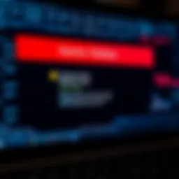 A close-up of a computer screen showing a digital wallet with a warning about missing cryptocurrency funds. The background is dark, highlighting the frustration of the wallet owner.